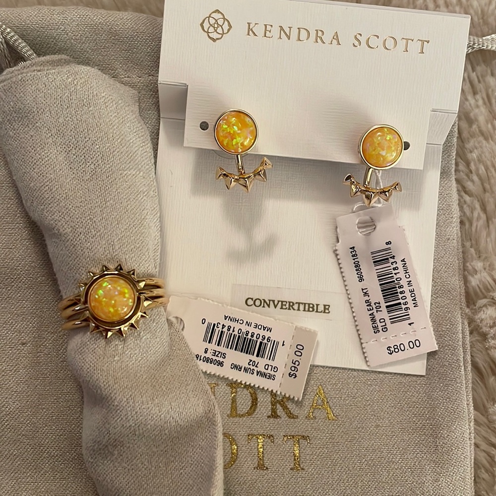 Kendra scott opal earrings and ring set
